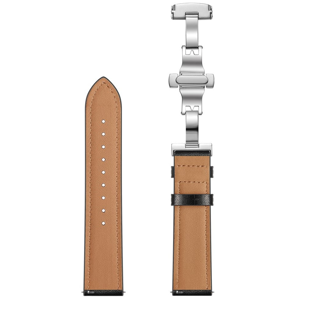 Fed Garmin Vivoactive 3 / Garmin Vivomove HR Ægte læder Rem - Sort#serie_6