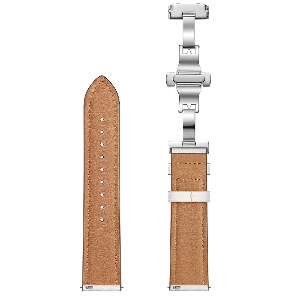 Fed Garmin Vivoactive 3 / Garmin Vivomove HR Ægte læder Rem - Hvid#serie_7