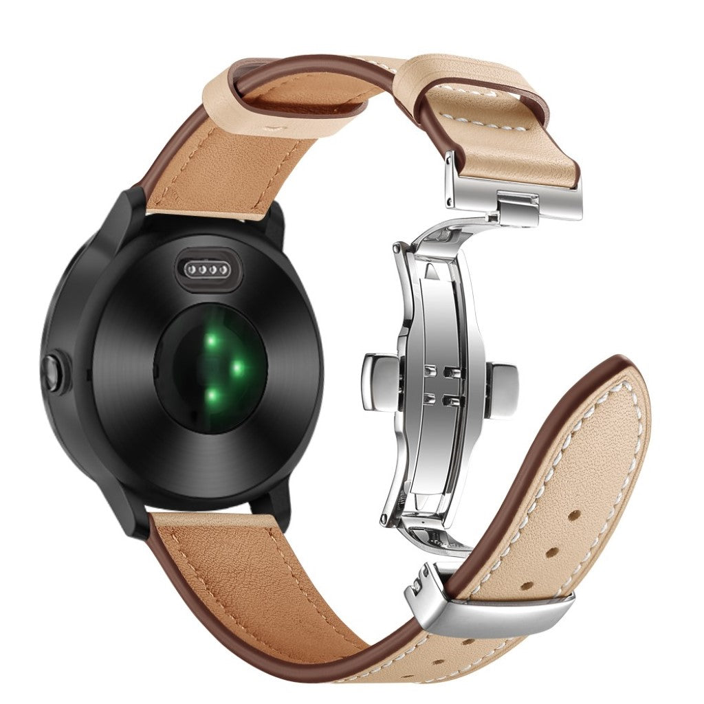 Fed Garmin Vivoactive 3 / Garmin Vivomove HR Ægte læder Rem - Beige#serie_9