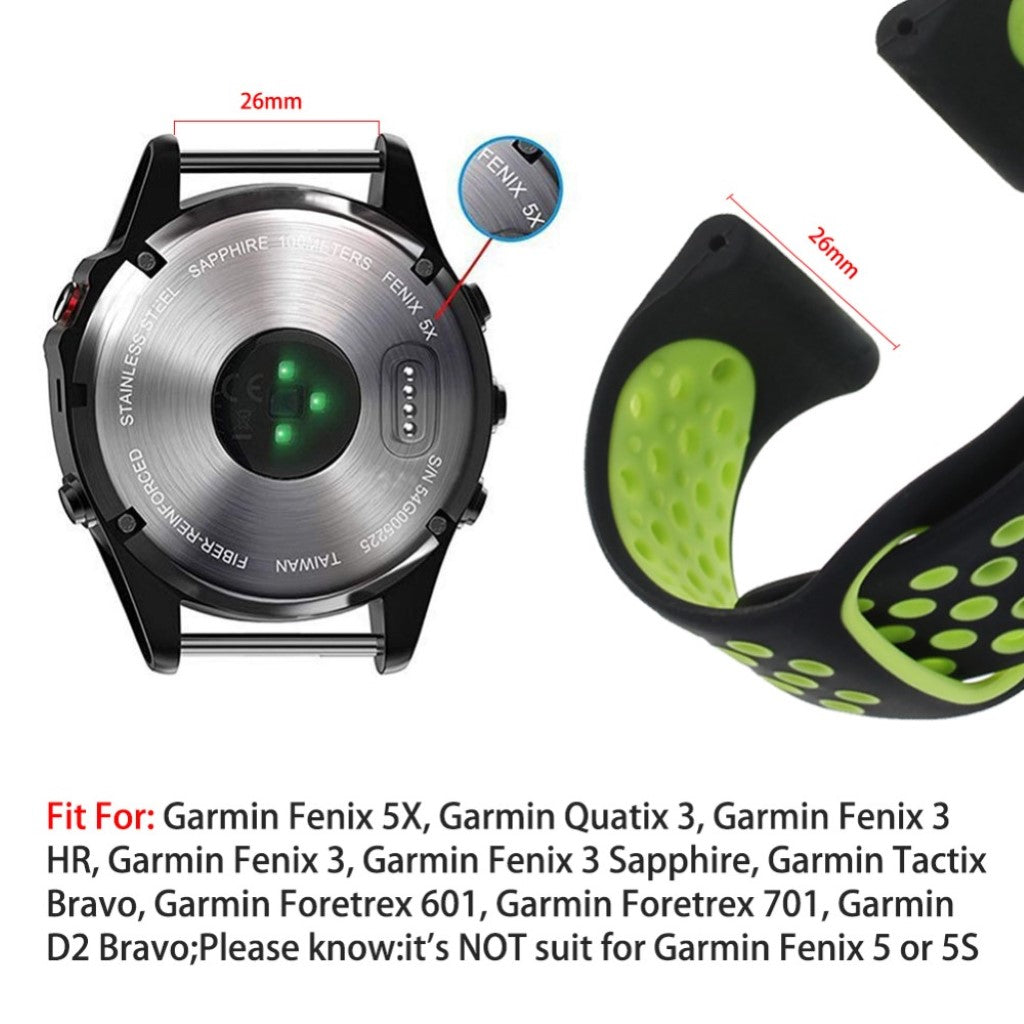 Flot Garmin Fenix 5X / Garmin Tactix Charlie Silikone Rem - Flerfarvet#serie_4
