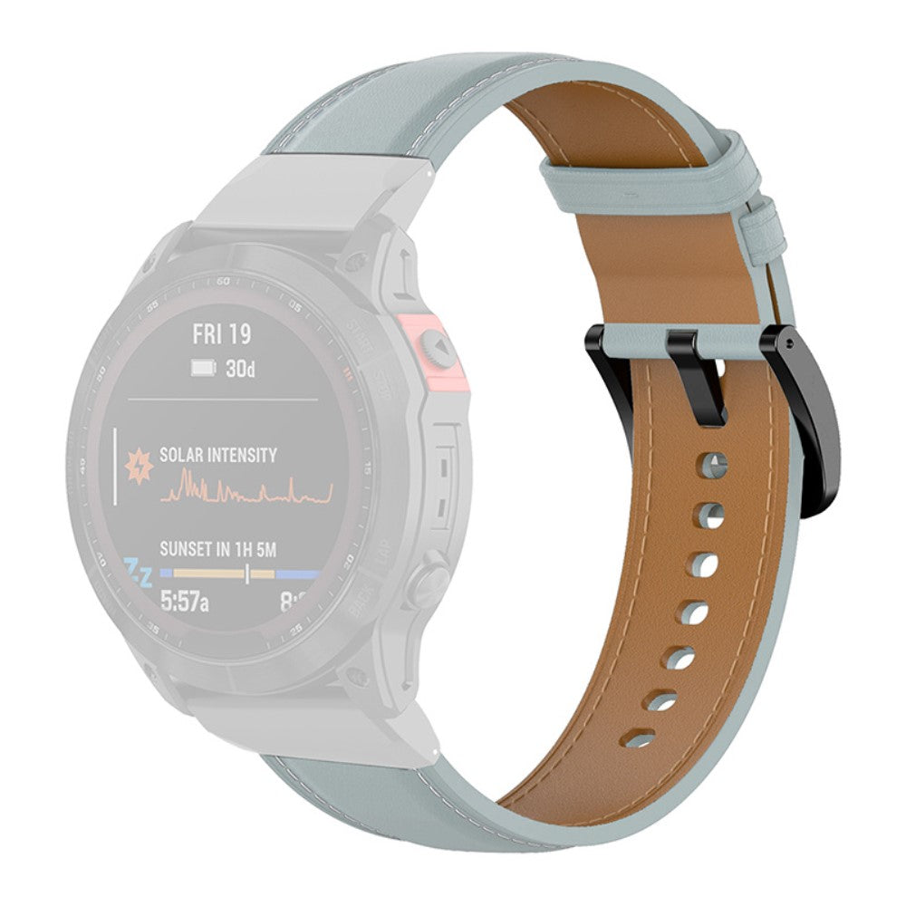 Rigtigt kønt Universal Garmin Ægte læder Rem - Sølv#serie_2