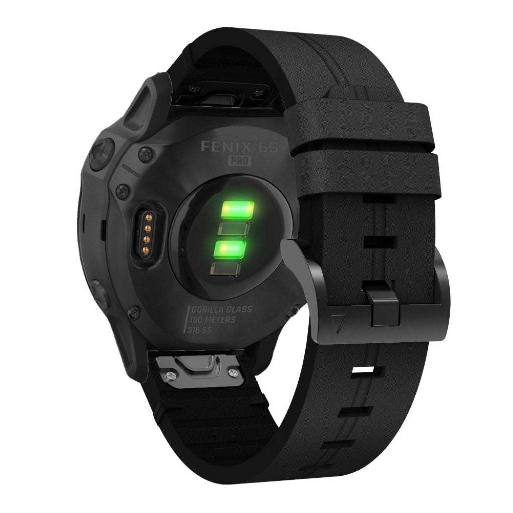 Rigtigt smuk Garmin Fenix 6S Ægte læder Rem - Sort#serie_1