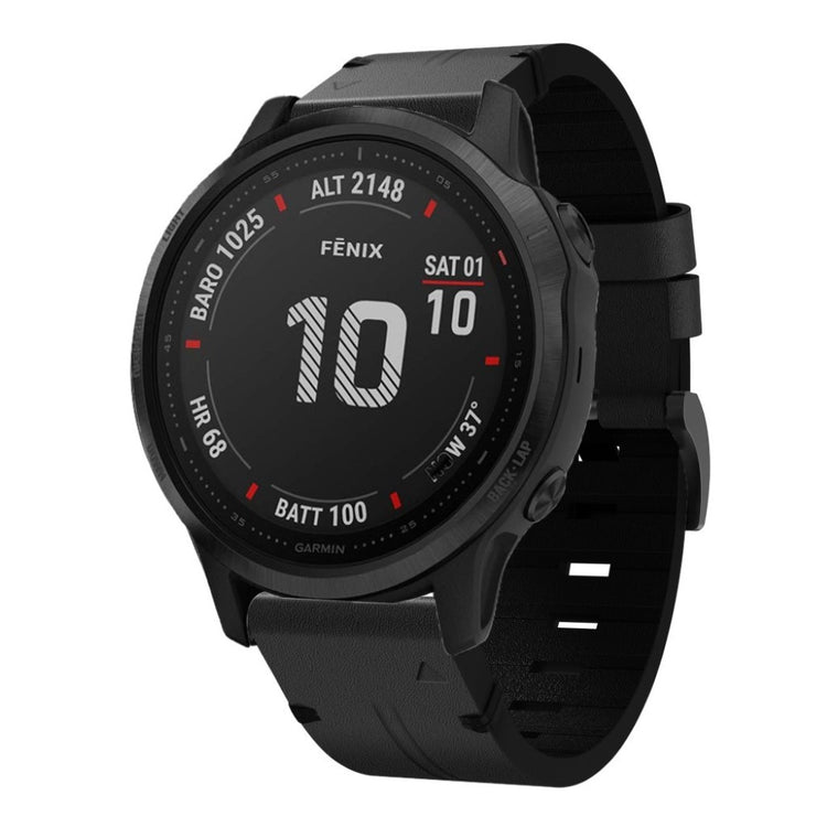 Rigtigt smuk Garmin Fenix 6S Ægte læder Rem - Sort#serie_1