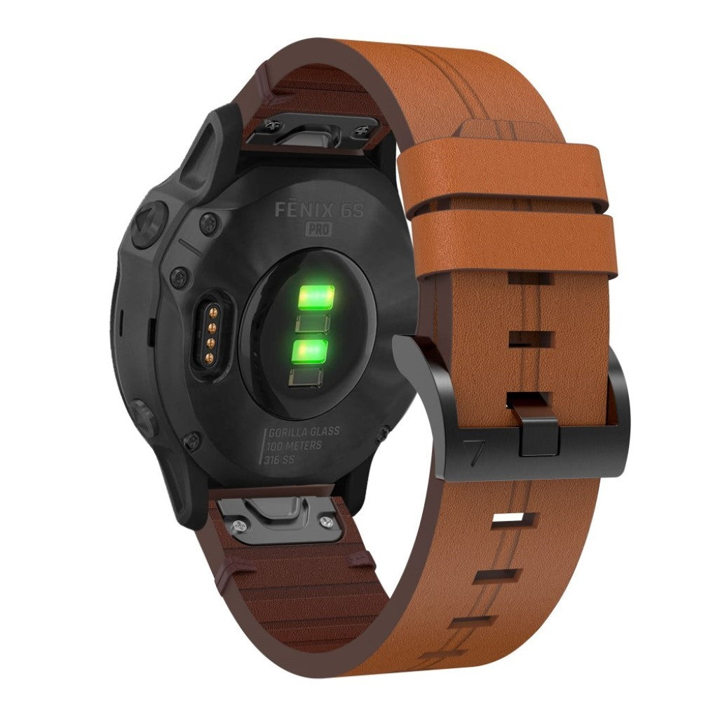 Rigtigt smuk Garmin Fenix 6S Ægte læder Rem - Brun#serie_2