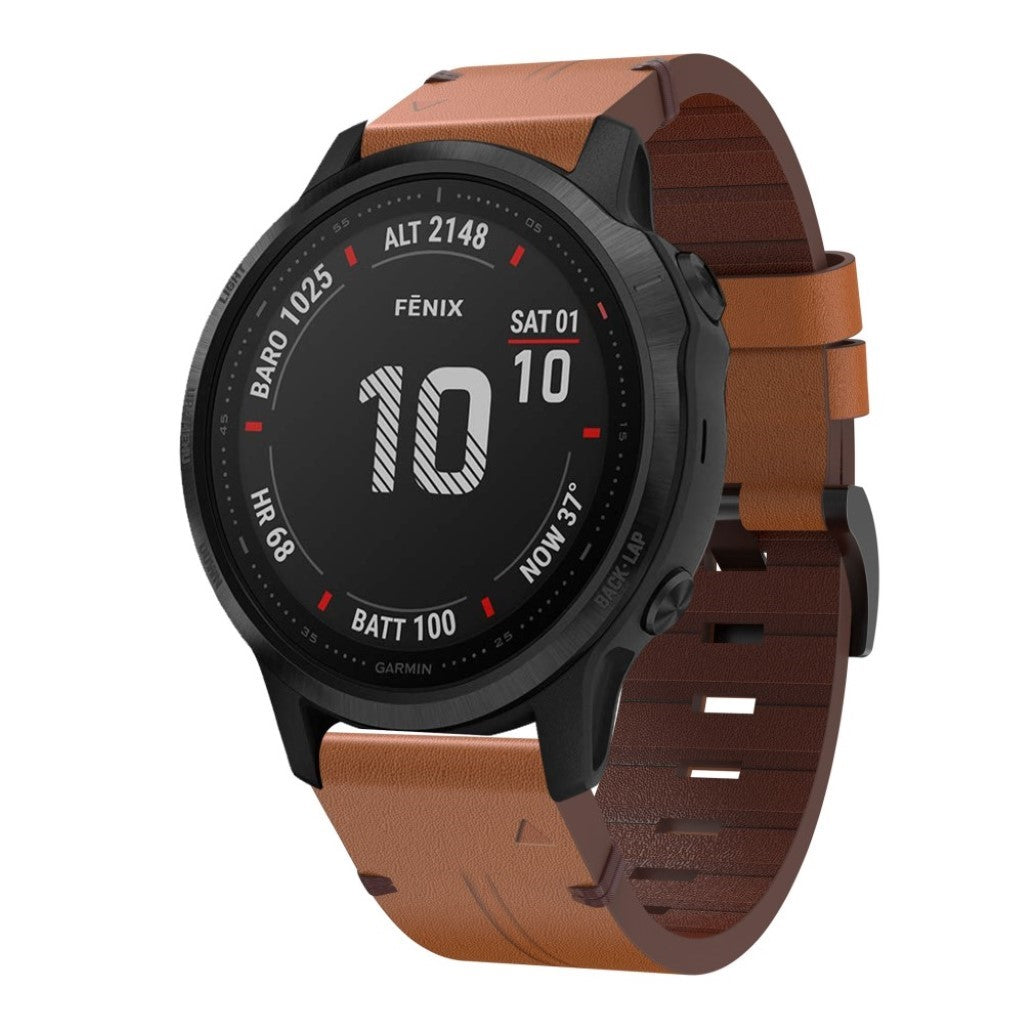 Rigtigt smuk Garmin Fenix 6S Ægte læder Rem - Brun#serie_2