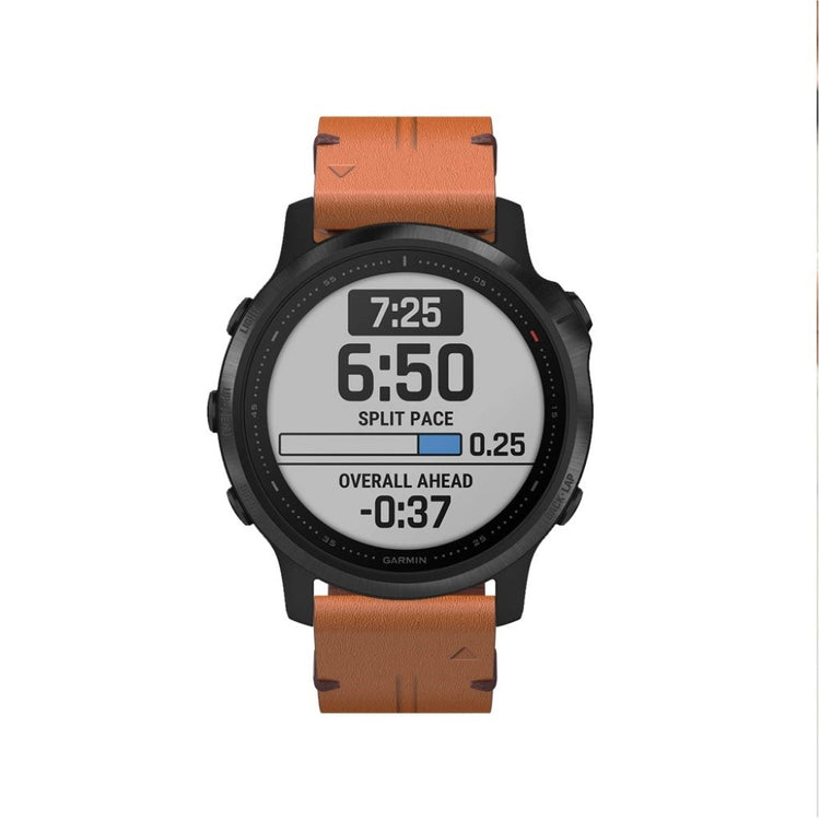 Rigtigt smuk Garmin Fenix 6S Ægte læder Rem - Brun#serie_2