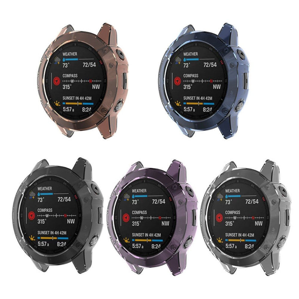 Garmin Fenix 6 / Garmin Fenix 6 Pro Gennemsigtig Silikone Bumper  - Blå#serie_2