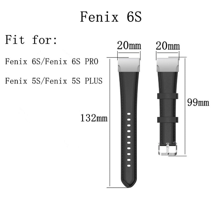 Mega fantastisk Garmin Fenix 6S Pro Ægte læder Rem - Sort#serie_1