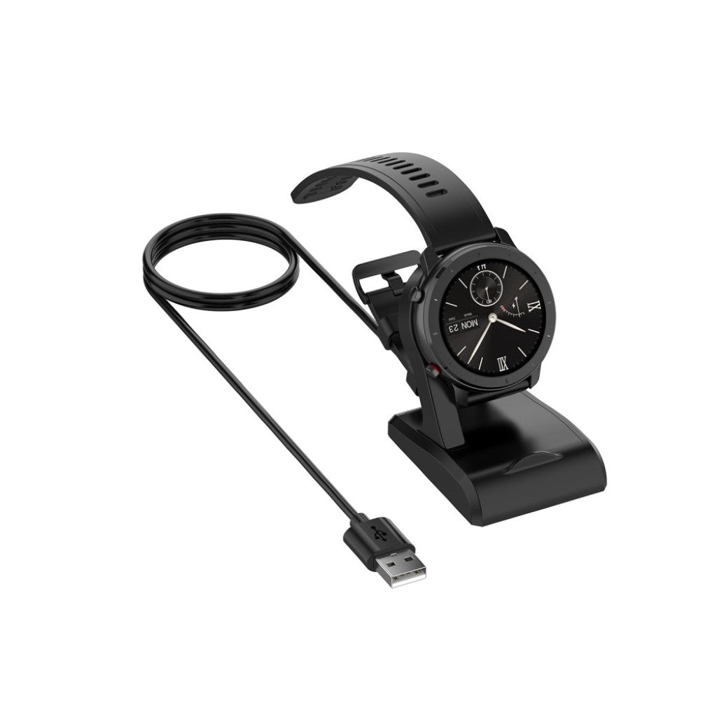 1m Plastik Amazfit GTR 42mm / Amazfit GTR 47mm USB Ladestation - Sort#serie_012