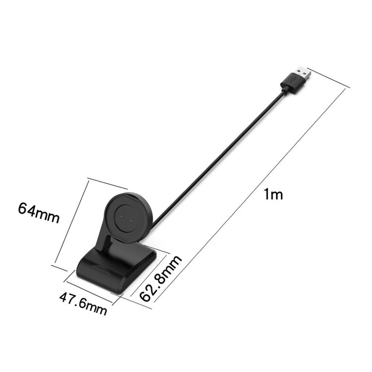 1m Plastik Amazfit GTR 42mm / Amazfit GTR 47mm USB Ladestation - Sort#serie_012