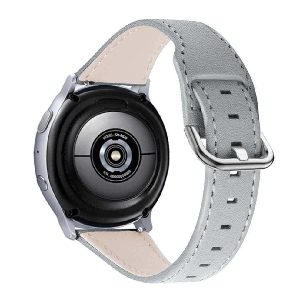  Haylou Solar LS05 / Xiaomi Mi Watch Color Ægte læder Rem - Sølv#serie_4